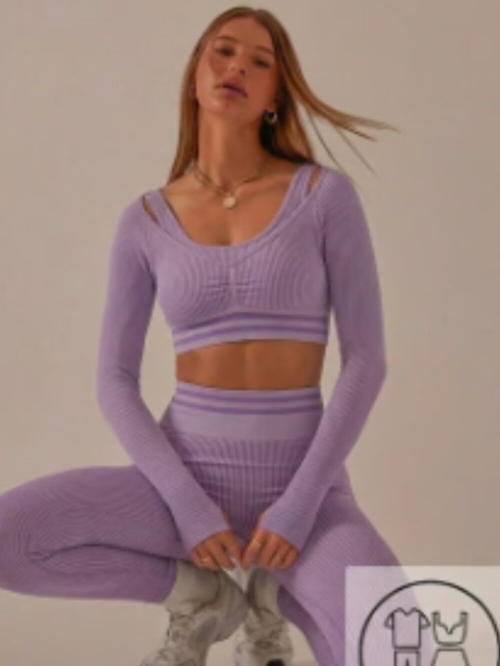 Seamless Leggings and Long Sleeve Crop Top Matching Set